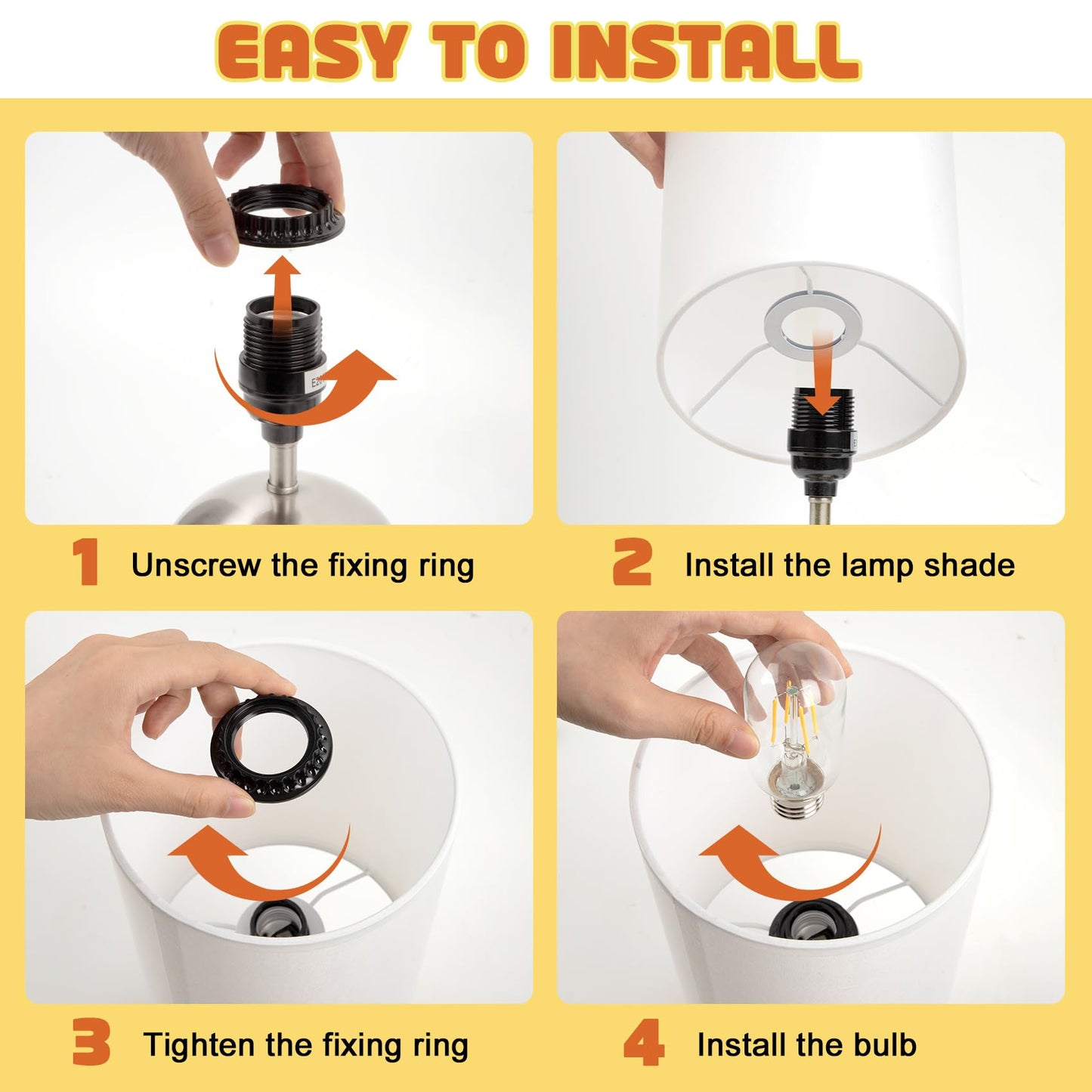 Yacoto Touch Control Table Lamp for Bedroom, 3 Way Dimmable Modern Silver Bedside Lamps with 2 USB Charging Ports with Metal Base Fabric Shade for Nightstand, Office, Living Room(Bulb Included)