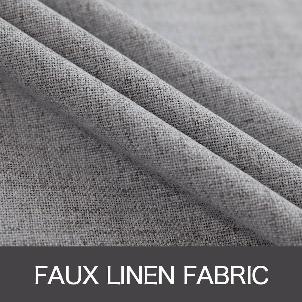 MIULEE Blackout Curtains - 100% Thermal Insulated Grey Linen Texture Drapes | 52x45 Inch (2 Panels)
