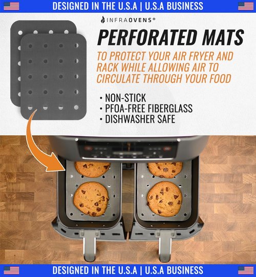 INFRAOVENS Accessories for Ninja Dual 2 Basket Air Fryer 10 QT DZ401 & 8 QT DZ201, Racks for Foodi Dual Zone, Reusable Liner Sheets for Double Airfryer, 9pcs Kitchen Accessory Set with Recipe Book