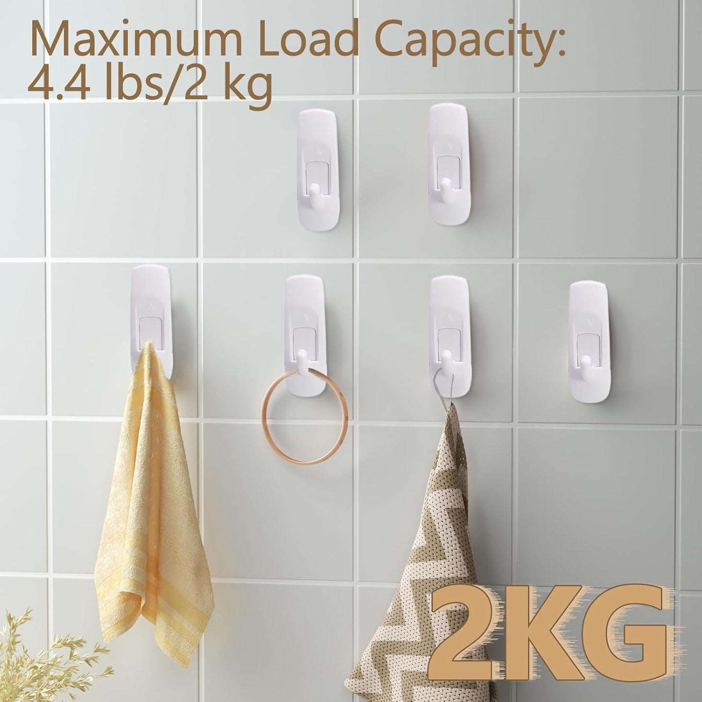 Skiennix Large Utility Hooks - Damage-Free Hanging with 14 Adhesive Strips | Holds Up to 4 lb