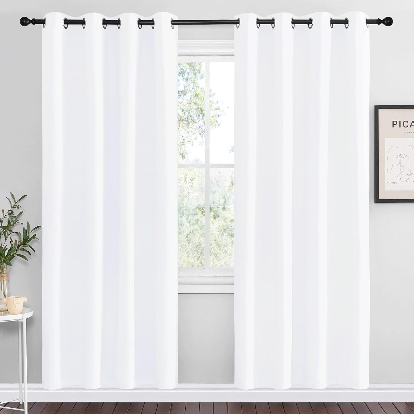NICETOWN White Room Darkening Curtains - Energy Saving Grommet Top Drapes for Bedroom | Set of 2 Panels, 55x78 Inch