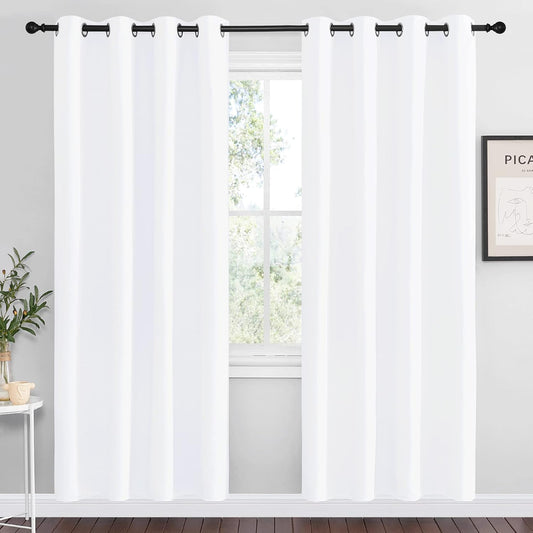 NICETOWN White Room Darkening Curtains - Energy Saving Grommet Top Drapes for Bedroom | Set of 2 Panels, 55x78 Inch