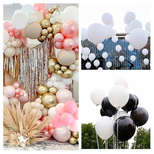 110pcs White Balloons 12 inch, White Latex Balloons Globos Blancos for Wedding Engagement Bridal Shower Party Decorations. (with 2 Ribbons).