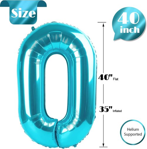 Blue Number Balloon 0 - 40 Inch Birthday Decoration | Perfect for Men & Women Celebrations