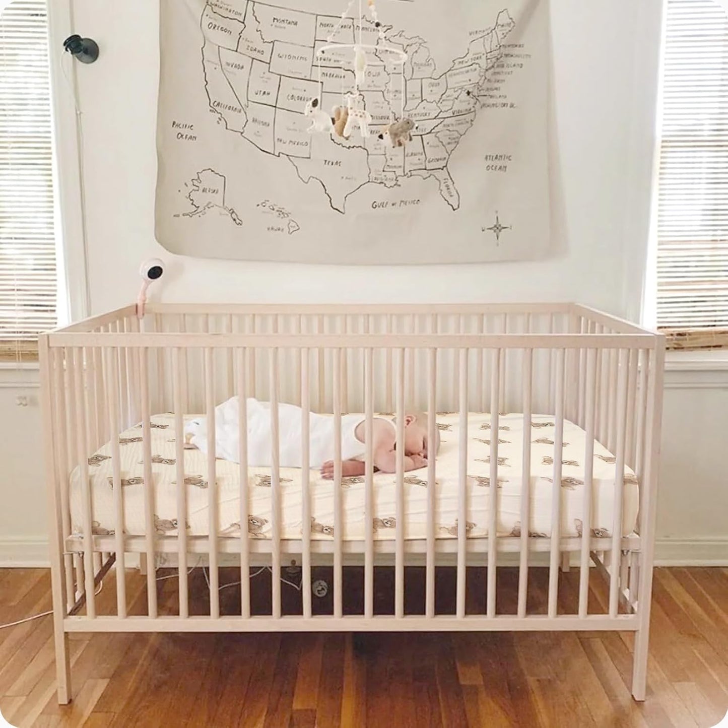 Skiennix 100% Organic Cotton Muslin Crib Sheets - Soft Boho Neutral Design | 2 Pack, 52x28 Inches