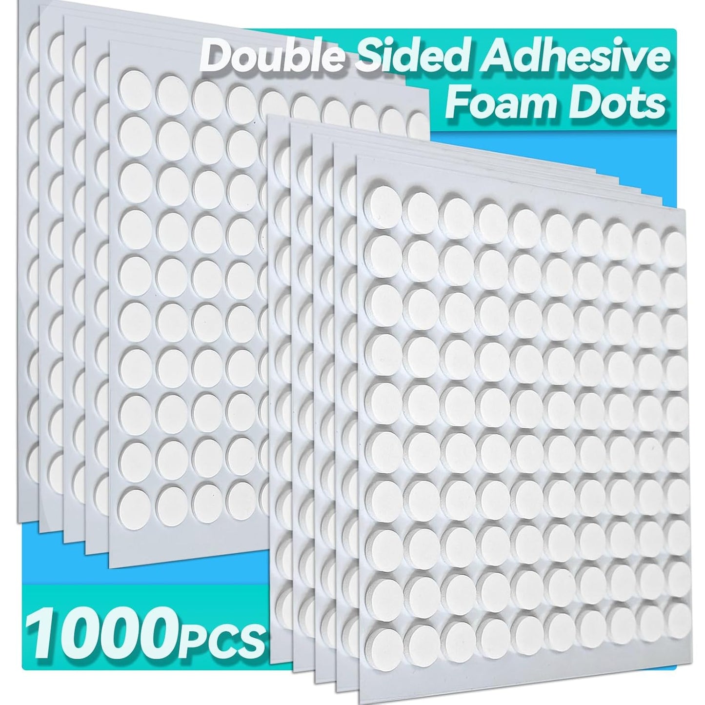 Tikfoam Double-Sided Adhesive Foam Dots - 1000 Pcs, 2mm & 1mm Thick for Crafting & DIY Projects