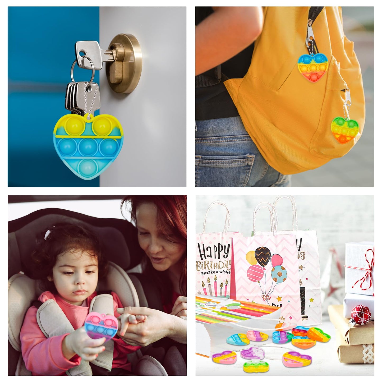 Pop Fidget Toys Bulk Its Valentines Day Gifts for Kids 30 Pack Valentines for Kids Classroom Valentines Day Party Favors Mini Heart Pop Fidget Keychain It Bulk Toys Valentine Goodie Bags Boys Girls