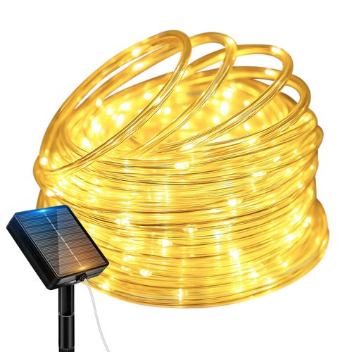 btfarm Solar Rope Lights, 120LED 46FT Solar String Lights Outdoor Waterproof, 8 Lighting Modes Solar Powered Strip Tube Light for Outside Garden Tree Christmas Yard Patio Wedding Decor, Warm White