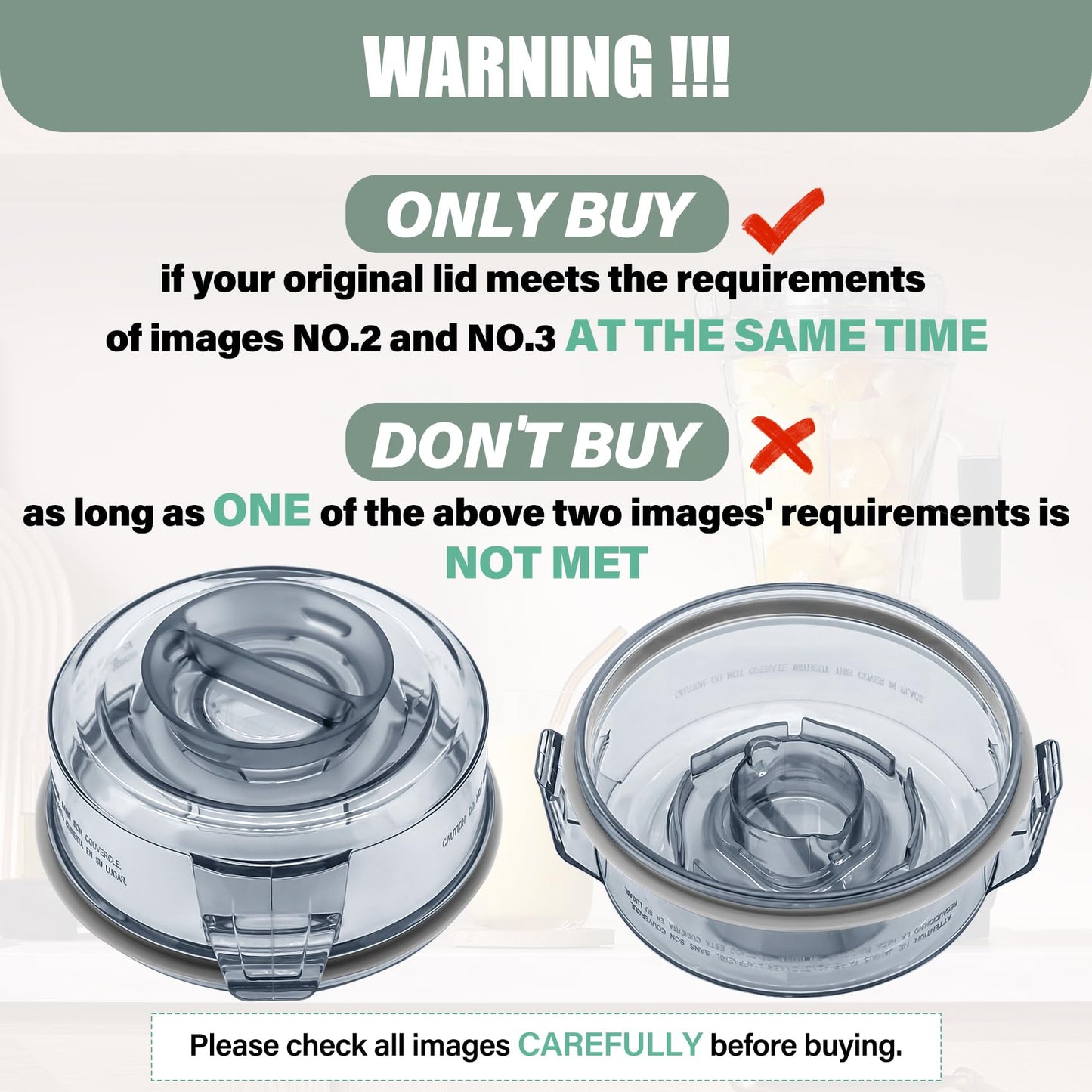 WSEYU Replacement Lid Compatible with 48 oz Container A3500 A2500 A3300 A2300, Top Cover Replacement for X Blender X2 X4 X3 X5 Pitcher 48oz with Self-Detect, BPA Free