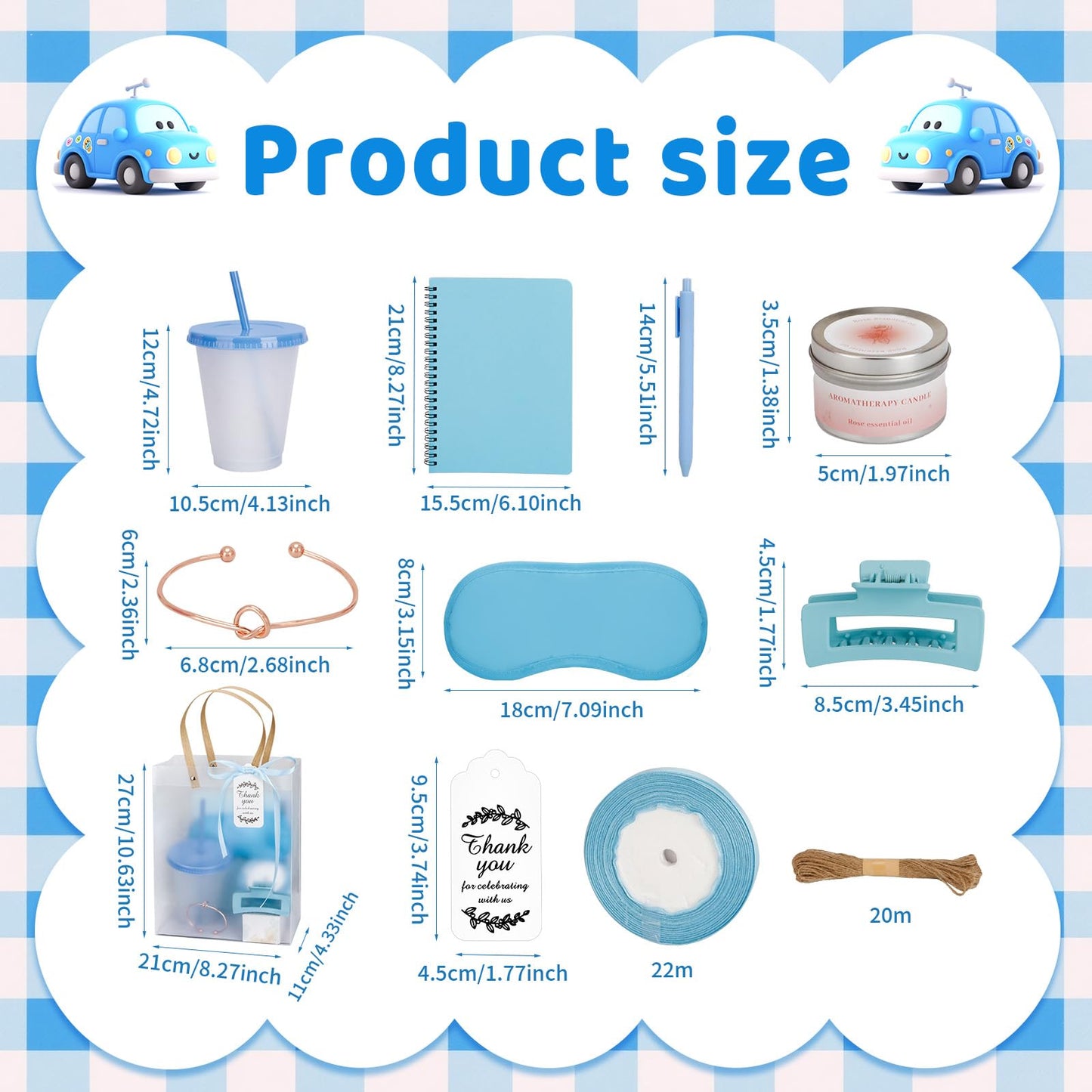 VZCBZC 6Set Baby Shower Prizes for Game Winners Baby Shower Favors Gifts including Plastic Tumbler Notebook Candles with Gift Bag for Winner Guests Wedding Bridal Shower Favors