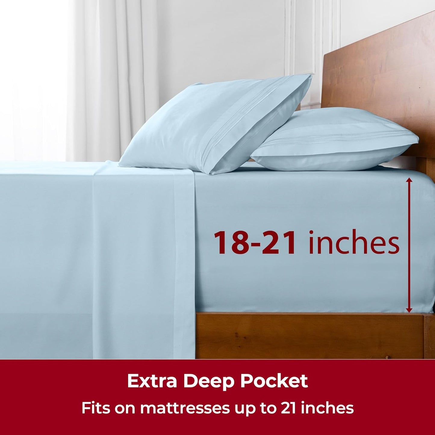 Mellanni Extra Deep King Sheets - Ultra Soft Cooling Bedding - Hotel Luxury, Wrinkle & Stain Resistant (King, Aqua)