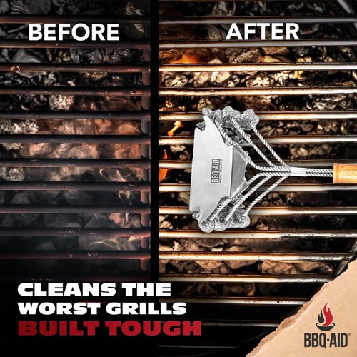 BBQ-AID Grill Brush - Bristle-Free 18" Stainless Steel Cleaner for Safe Outdoor Grilling | Essential Grill Accessory