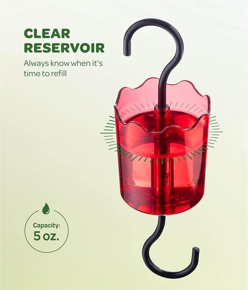 Ant Moat for Hummingbird Feeders - Durable Plastic Ant Guard Set of 2 | Rustproof Red S Hooks