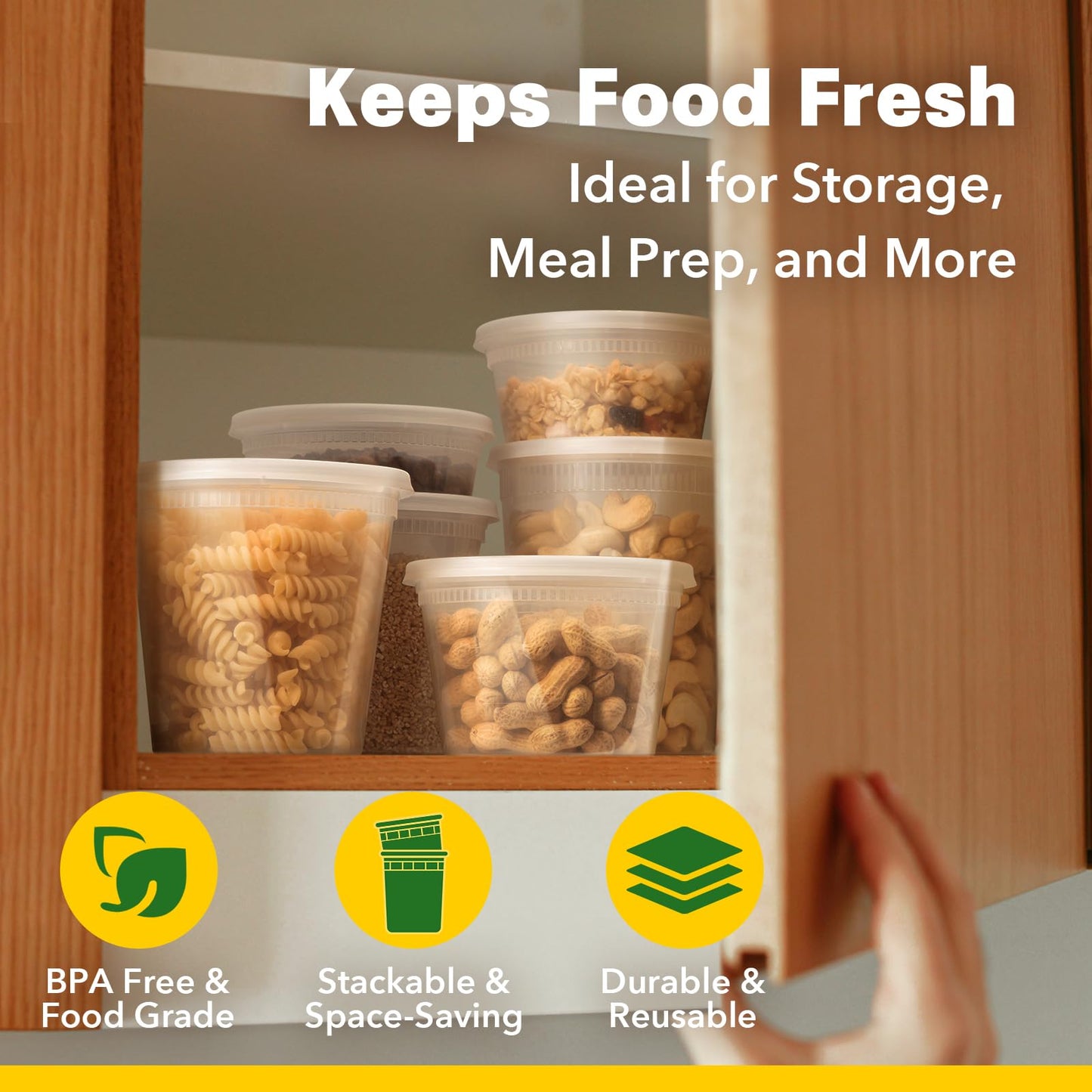 Boxential 16 oz Deli Containers with Lids [36 Set] – BPA-Free Plastic Food Containers, Freezer & Microwave Safe, Stackable Meal Prep & Soup Storage Containers, Ideal for Takeout & Kitchen Use