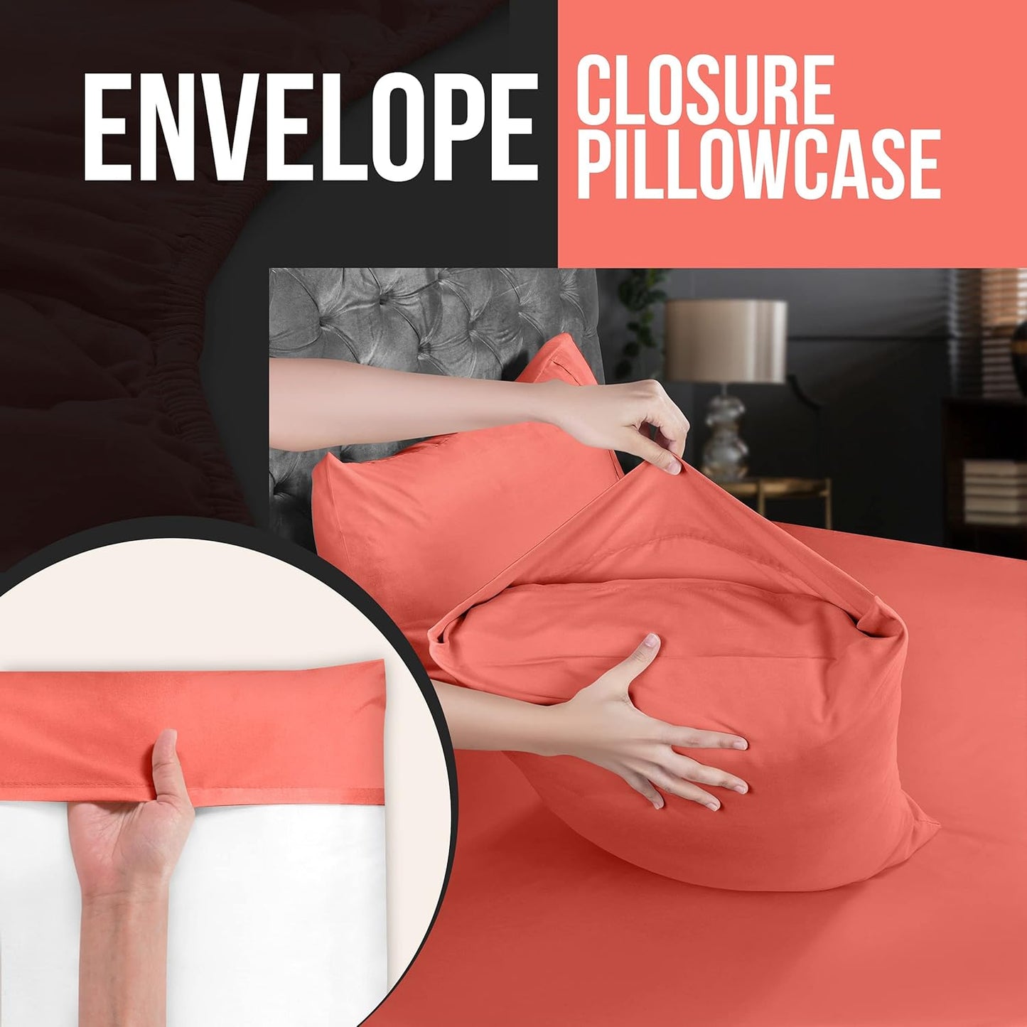 Utopia Bedding Queen Pillow Cases - Soft Brushed Microfiber - 4 Pack, Coral Color, 20 x 30 Inches