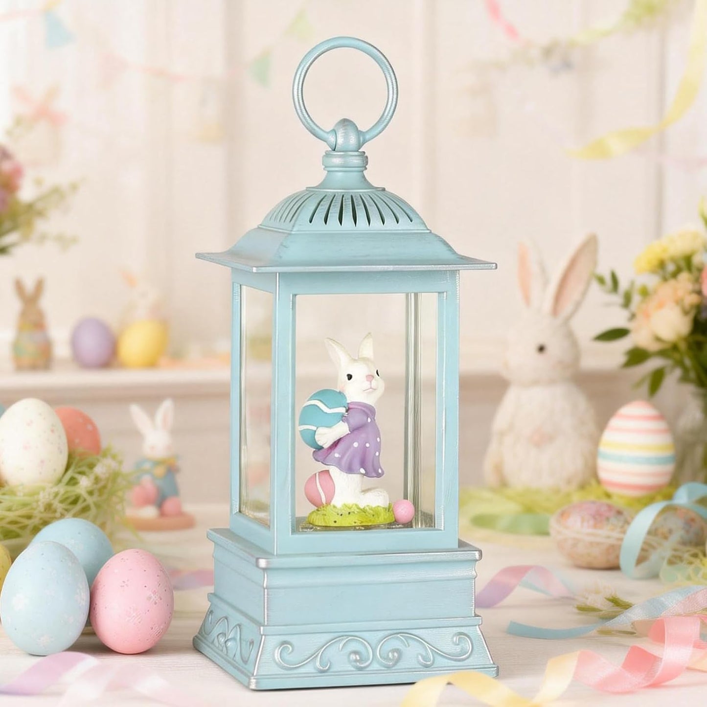 Lighted Glitter Bunny Snow Globe by Easter - Charming Spring Home Decor | Perfect for Festive Celebrations