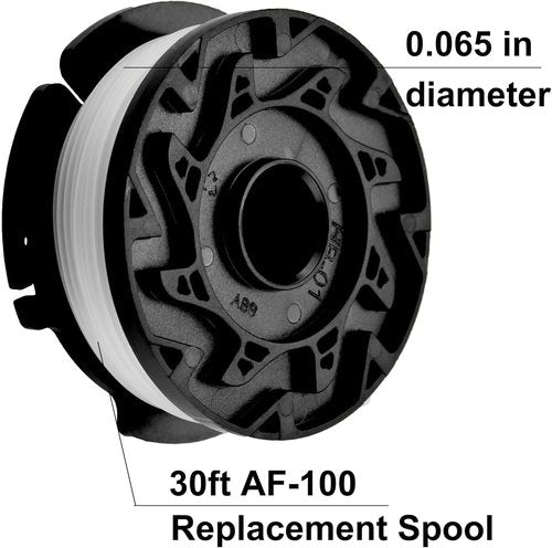Black+Decker AF-100 Weed Eater Replacement Spool - 3-Pack .065 Autofeed Trimmer Line, 30ft