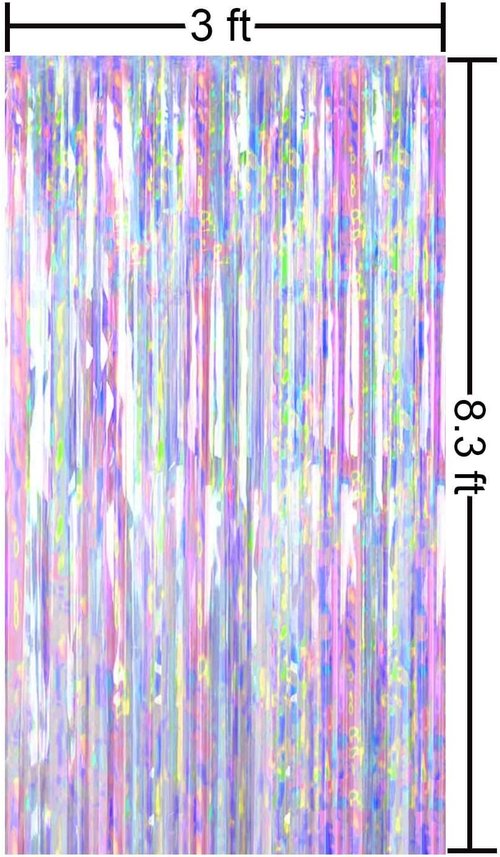 FECEDY Metallic Tinsel Foil Fringe Curtains - 3ft x 8.3ft | Perfect for Photo Booths & Celebrations