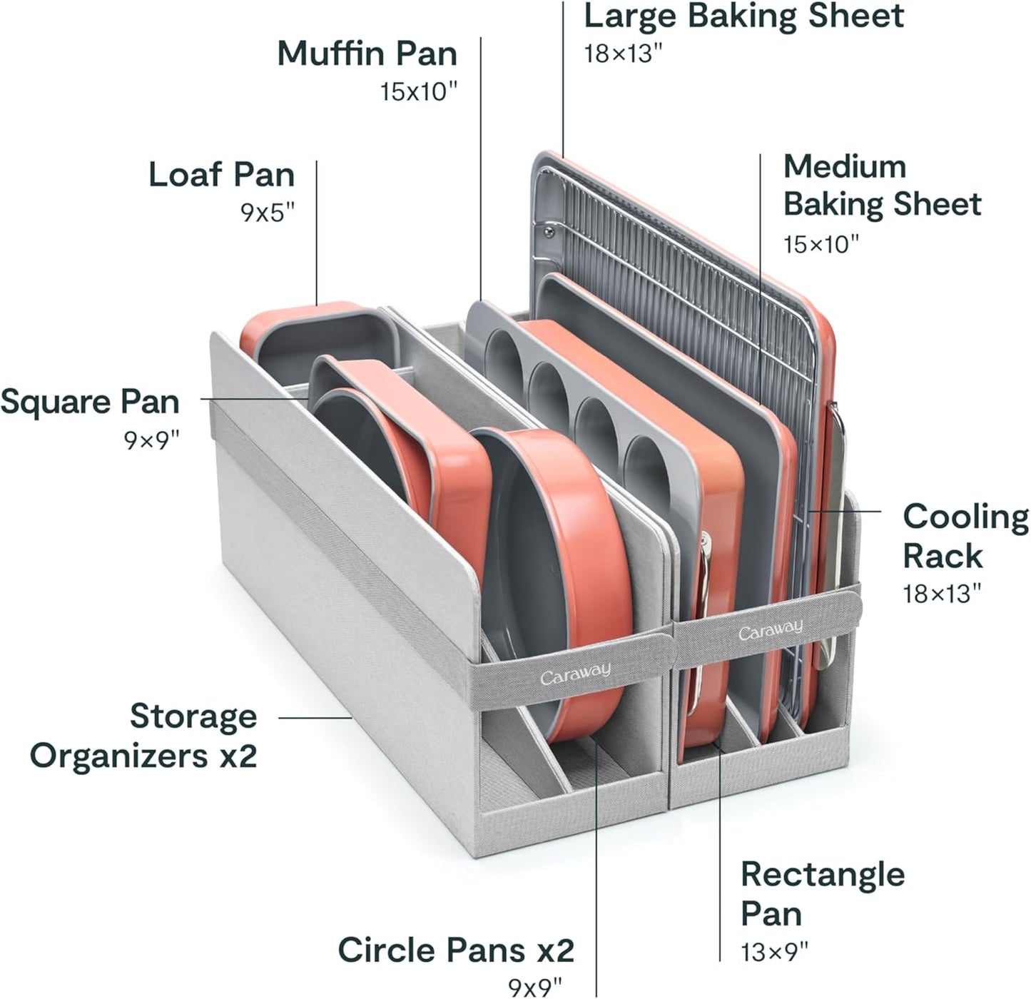 Caraway Nonstick Ceramic Bakeware Set - 11-Piece Assorted Baking Pans & Cooling Rack | Non-Toxic, PTFE & PFOA Free - Perracotta