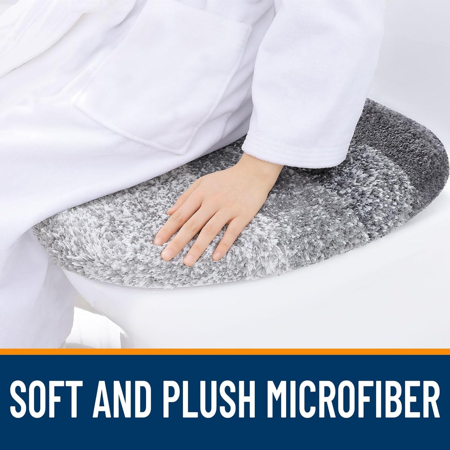 OLANLY Soft Microfiber Toilet Lid Cover - Machine Washable, Non-Slip Rubber Backing, Gray | Fits Most Lids