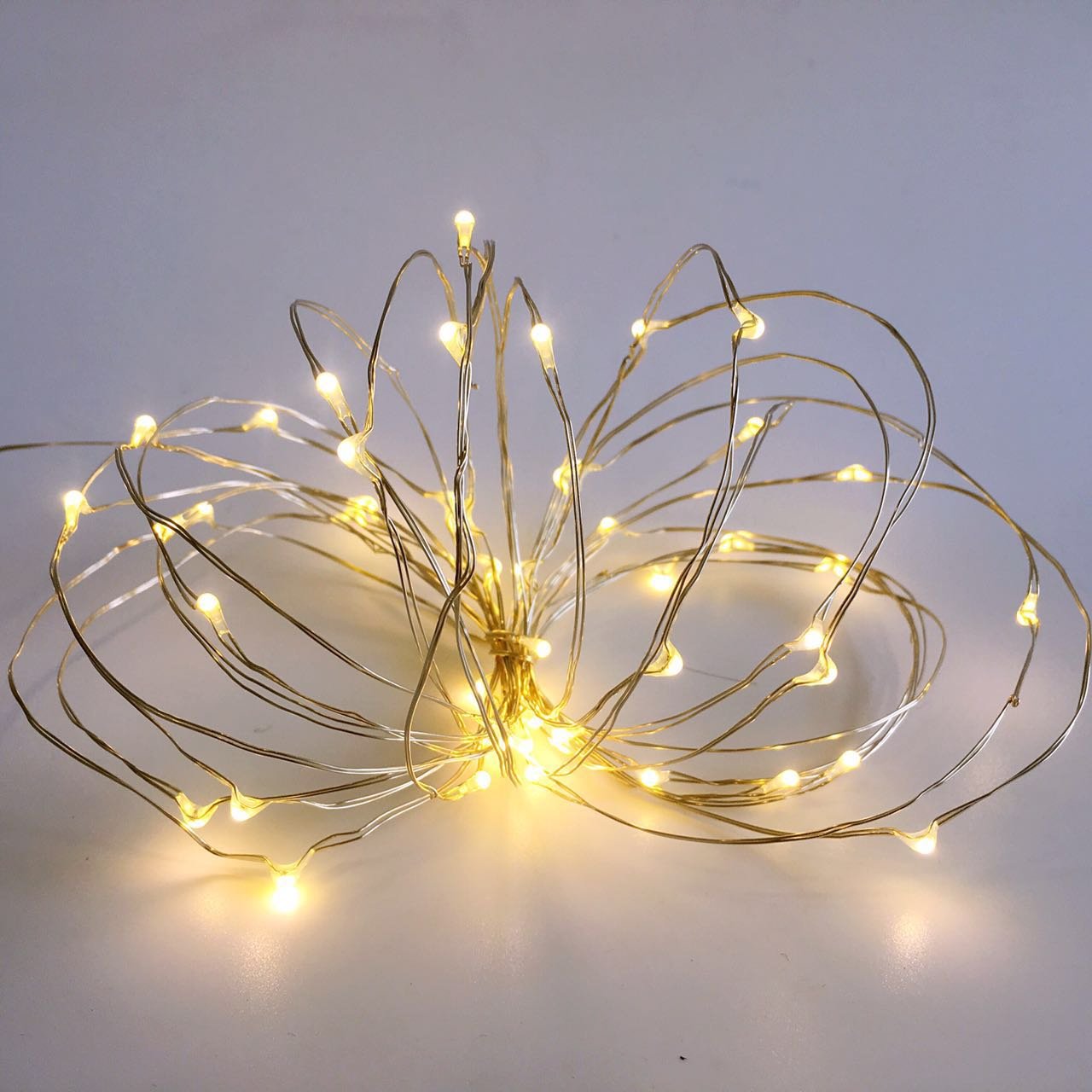 Pack 2 Indoor Battery-operated Led String Lights with Timer,Mini Leds Fairy Lights for Wedding Centerpiece Christmas Party Lighting Decorations,50 Count Leds,18FT Silver Wire (Warm White)
