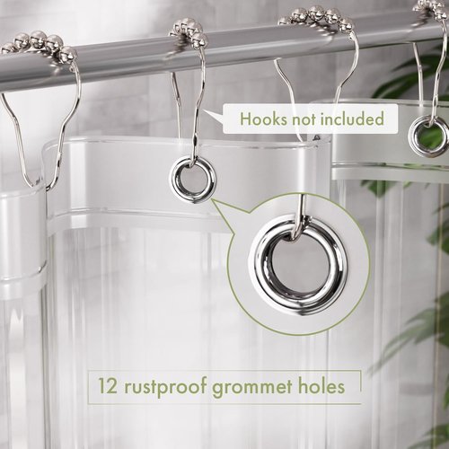 AmazerBath Waterproof Shower Curtain Liner - 72x72 Clear PEVA with 3 Magnets & 12 Grommets