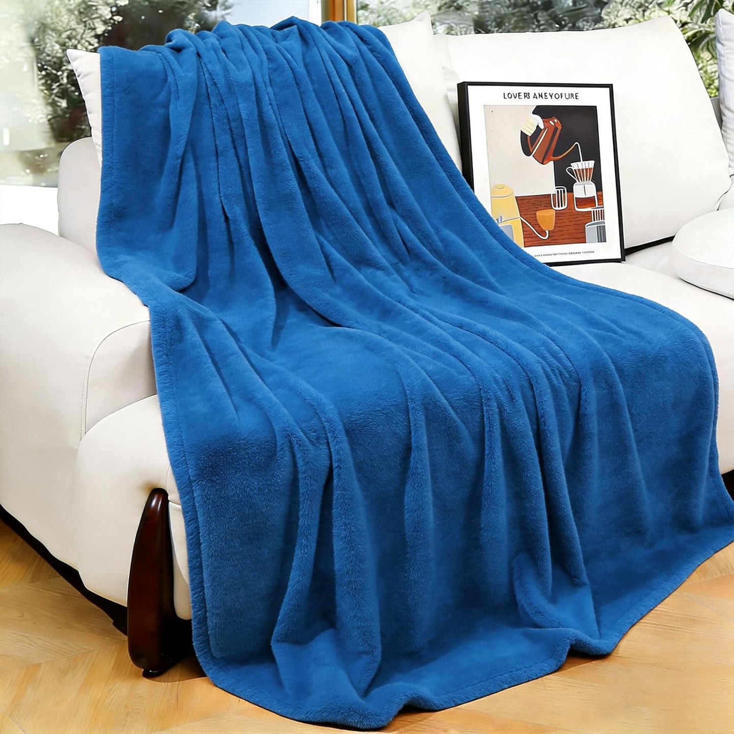 Skiennix Flannel Fleece Bed Blanket - Soft, Lightweight & Cozy Microfiber | Blue Twin (60"x80")