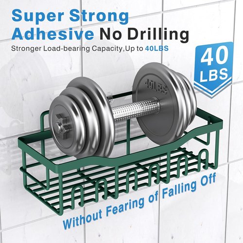 EUDELE Shower Caddy - 2 Pack Adhesive Organizer for Bathroom & Kitchen | Rustproof Stainless Steel, No Drilling