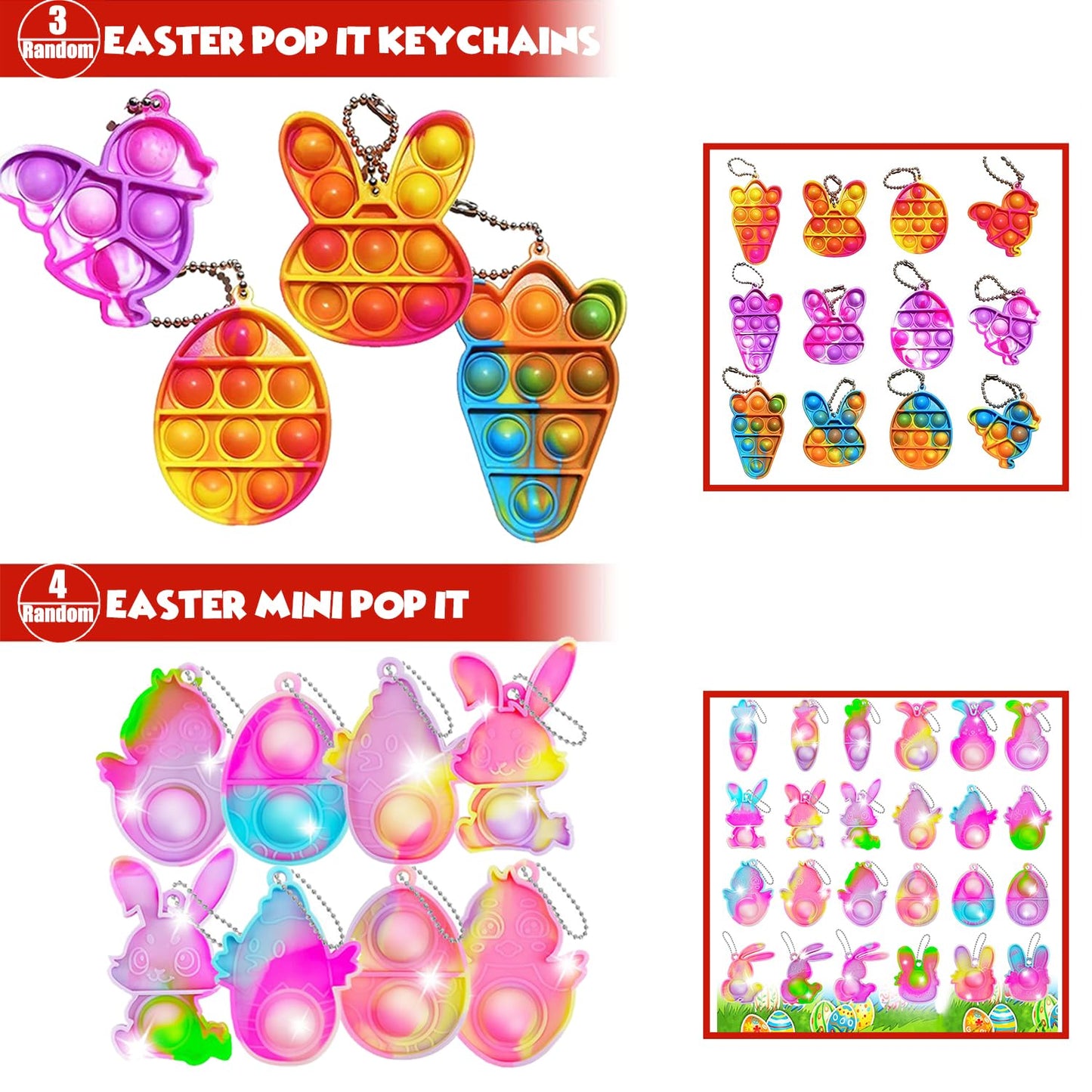 Suxkbo Premium Easter Party Favors Assortment Toys for Kids,Basket Stuffers, Kids Eggs Fillers Gifts, Easter Eggs Hunt, Pinata Filler Goodie Bags Stuffers Classroom Prizes Treasure Box Toys
