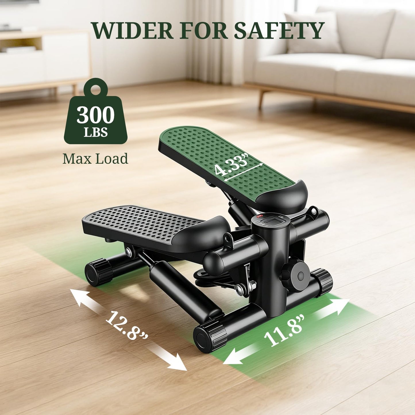 Mini Stair Steppers with Resistance Bands for Exercise at Home, Portable Exercise Twist Stepper Machine for Full Body Workout, Hydraulic Fitness Stepper with LCD Monitor, Black