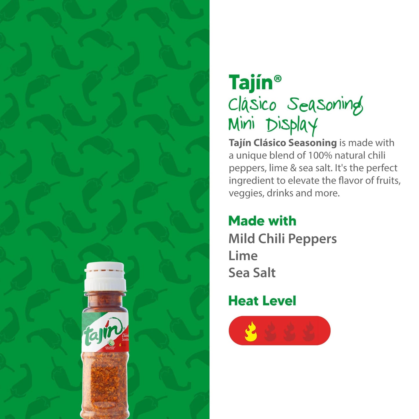 Tajin Clásico Chile Lime Seasoning Mini Display 0.35 oz, 40 Mini Bottles (Pack of 6)