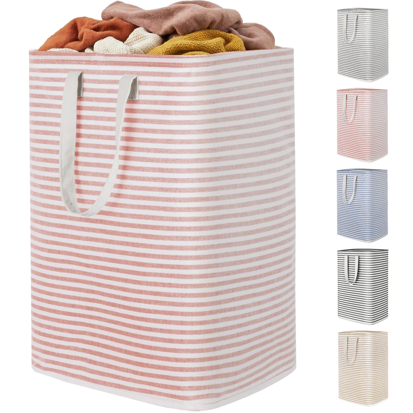 Lifewit 1 Pack Laundry Basket 80L Each, Collapsible Clothes Hamper with Reinforced Handles, Freestanding Waterproof Design for Bedroom and Laundry Room, Pink 80L Total