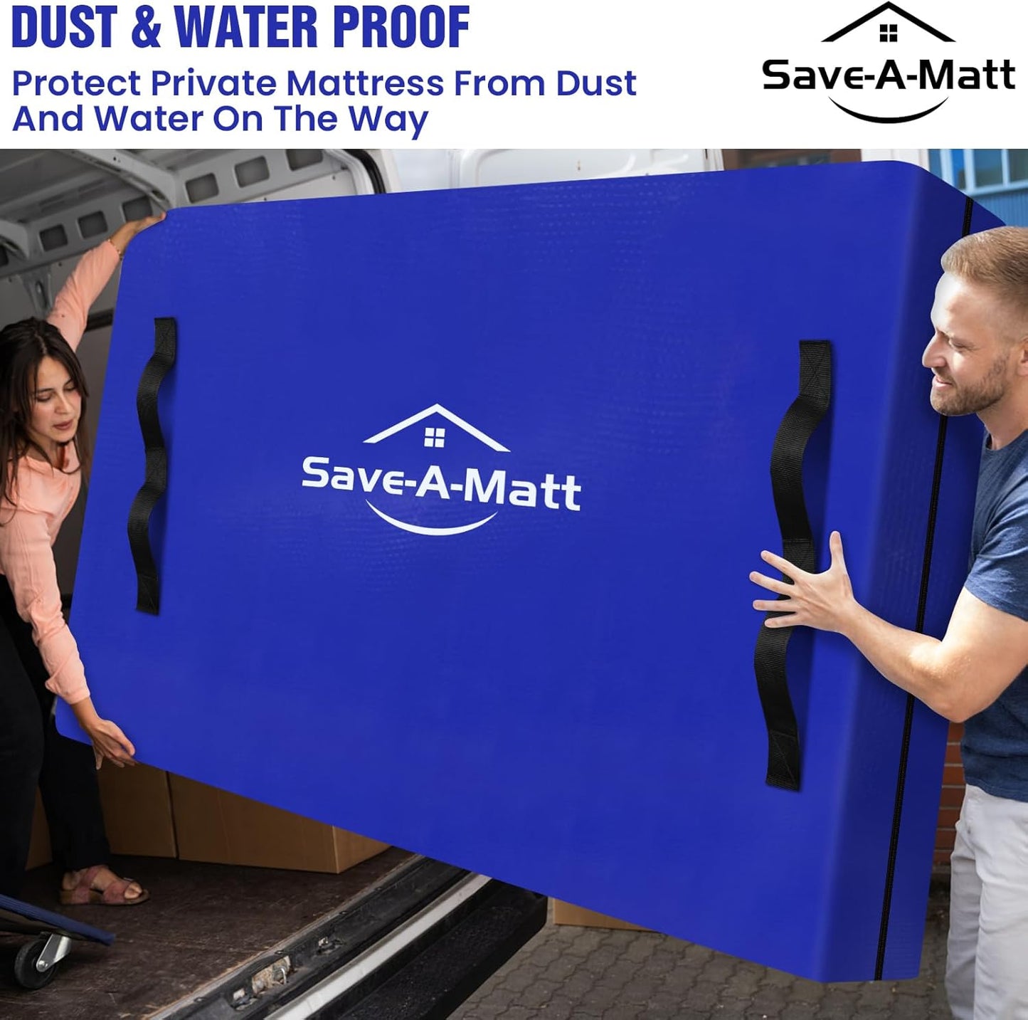 SaveAMatt Queen Mattress Bags for Moving - Extra Thick, Durable & Waterproof Protector (82"x63"x15")