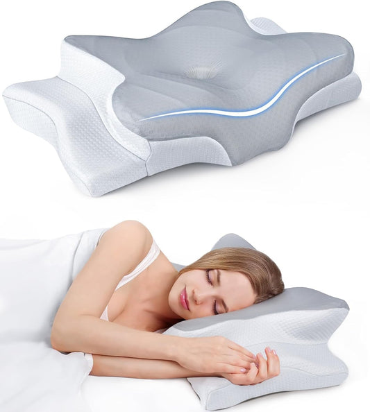 Ultra Cooling Pillow by Ultra Pain Relief - Adjustable Ergonomic Neck Support Memory Foam | Odorless Contour Design