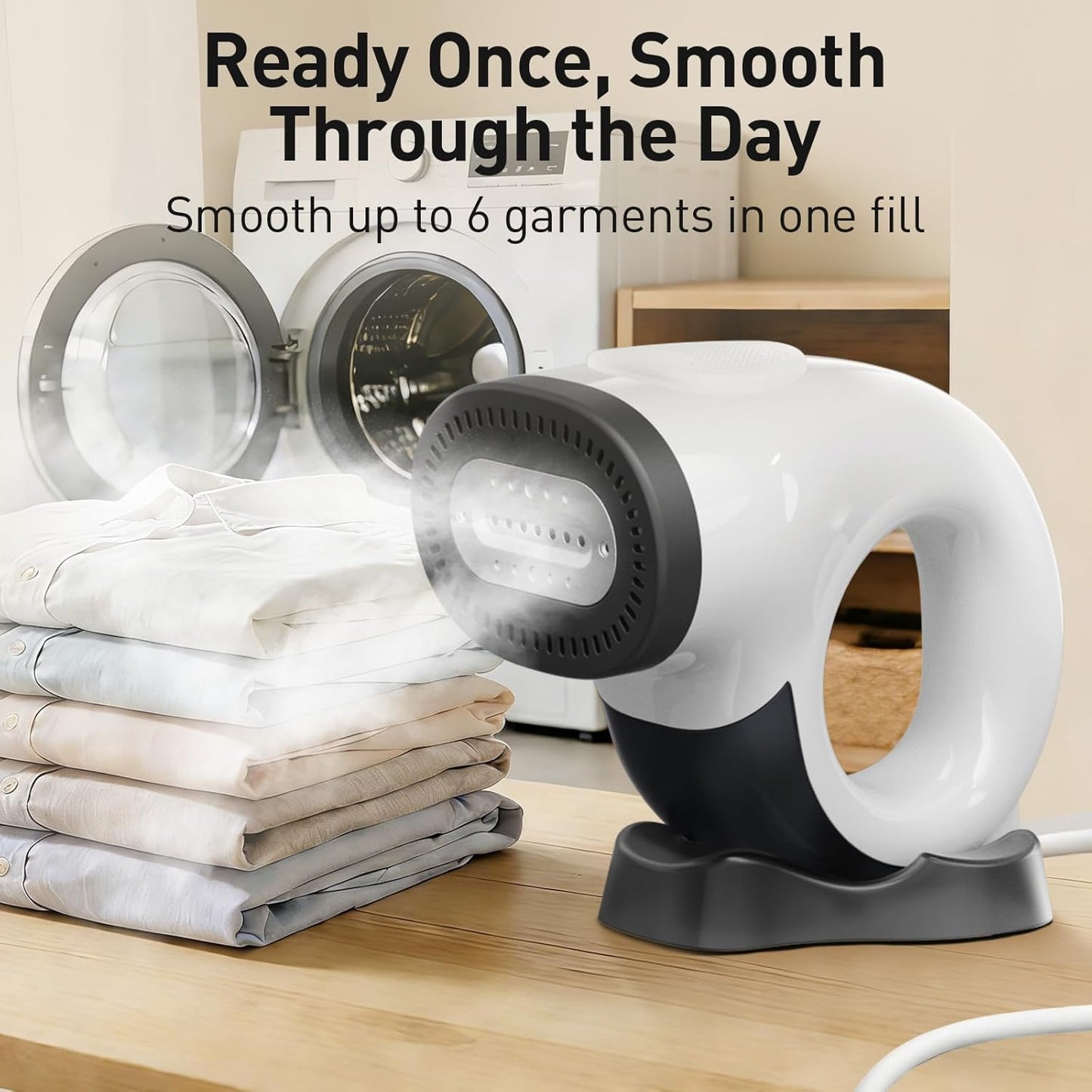 Skiennix Handheld Clothes Steamer - 2800Pa Suction & 25s Heat-Up - Compact Travel Iron with Base & Bag