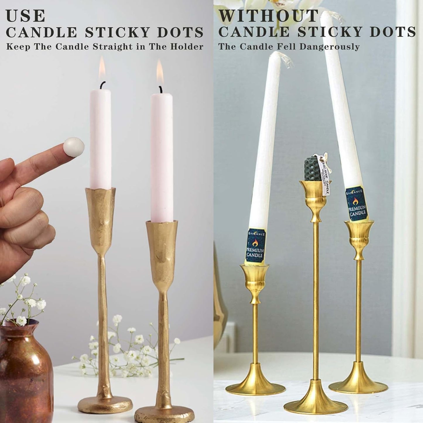 Skiennix 24 Adhesive Candle Holders - White Taper Candle Grips for Secure Display