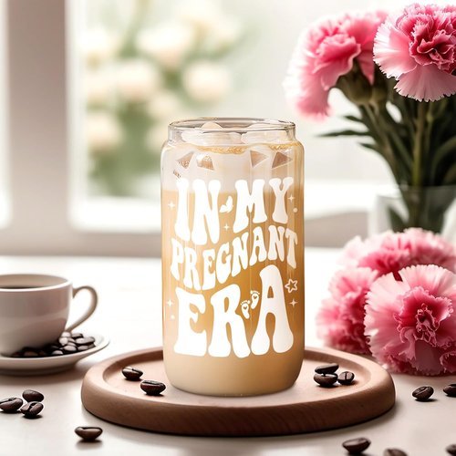 Fairy's Gift Iced Coffee Cup for Pregnant Women - Cute 16 oz Glass for New Moms | Perfect Pregnancy Gift