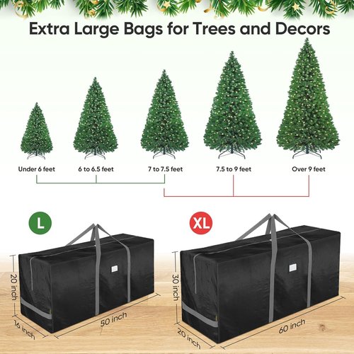 BALEINE Extra Large Christmas Tree Storage Bag - Heavy Duty, Reinforced Handles & Dual Zippers (7.5 ft, Black)