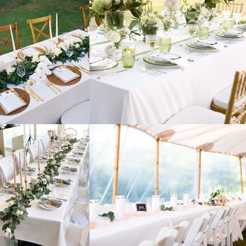 FINDYOU 10 Pack White Table Cloth Rectangle Table 60 x 102 Inch Tablecloths for 6 Foot Rectangle Tables. Stain and Winkle Resistant Polyester Washable White TableCloths for Parties Wedding Dining