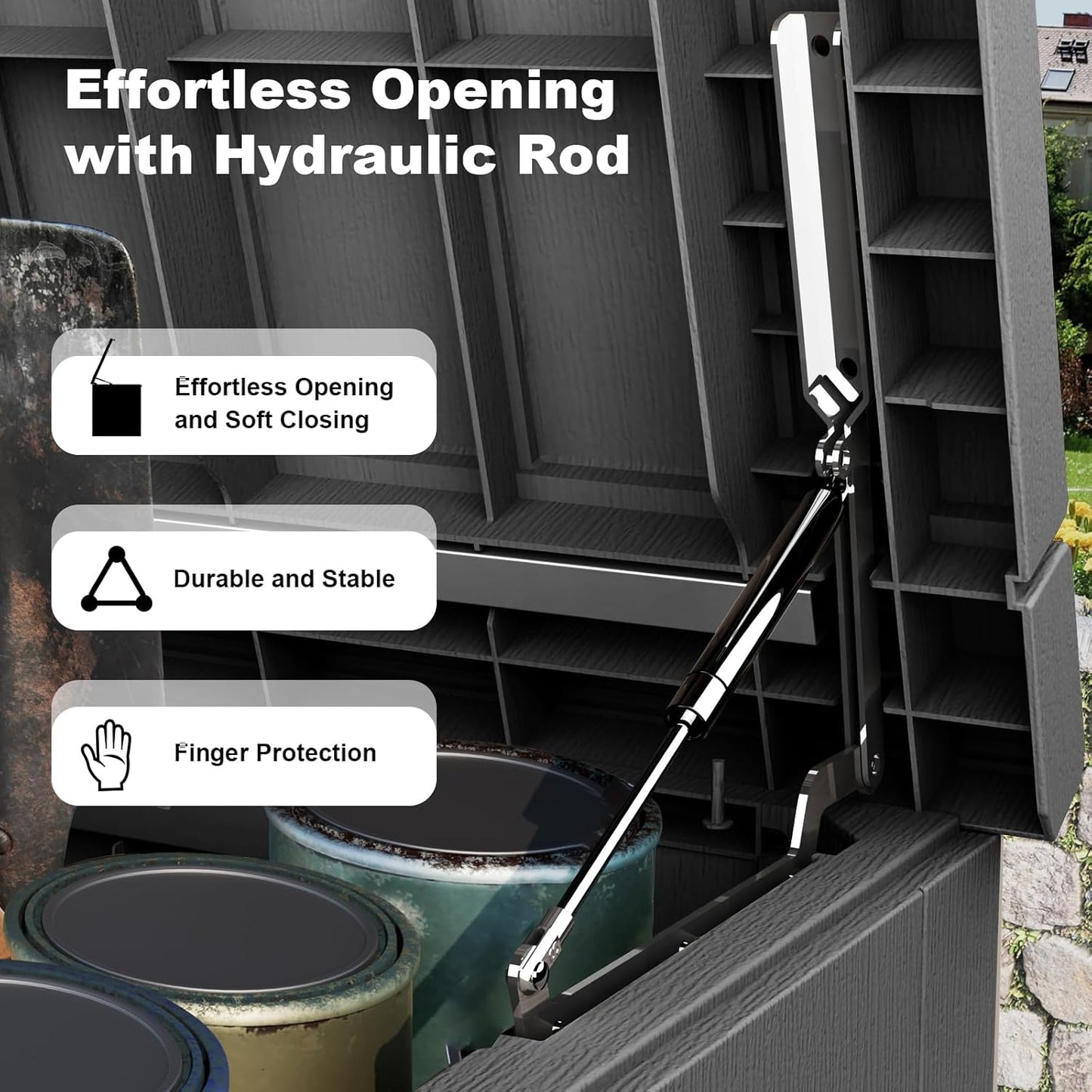 Skiennix 260 Gallon Outdoor Deck Box - Lockable Waterproof Storage for Garden Tools & Cushions | Black