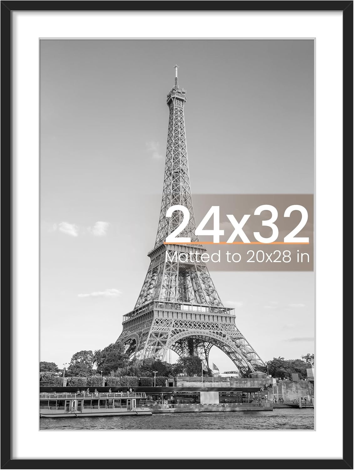 Upsimples 24x32 Poster Frame - Versatile Display for 20x28 Pictures with Mat or 24x32 Without - Black, 1 Pack