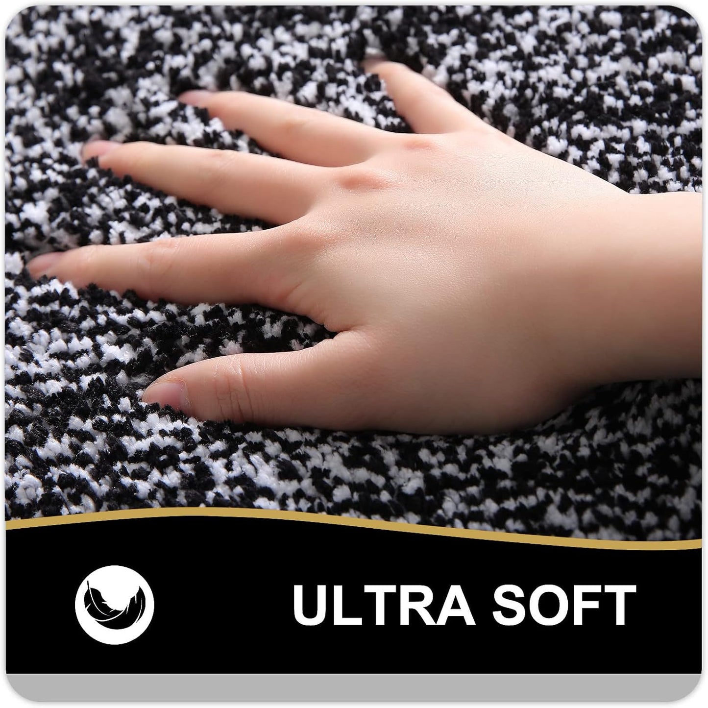 OLANLY Microfiber Bath Rugs - Extra Soft, Non-Slip & Absorbent | 24x16 Black Quick-Dry Shaggy Mats