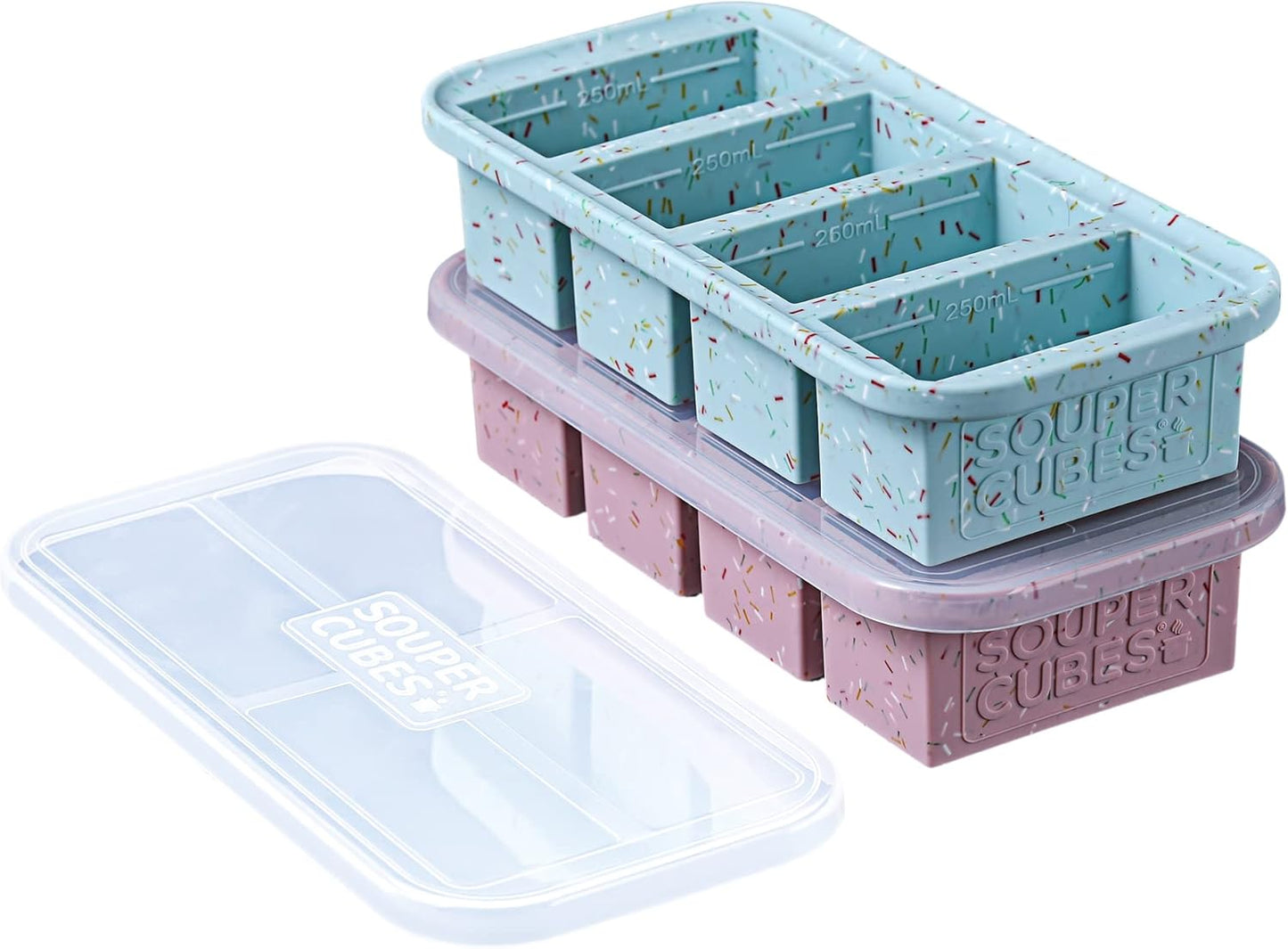 Souper Cubes 1 Cup Silicone Freezer Molds with Lids | Perfect for Freezing Broth & Meal Prep - 2-Pack
