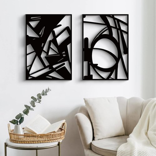 Glamativity Large Black Abstract Metal Wall Art - Minimalist 3D Textured Décor for Living Room | 22.5" Size
