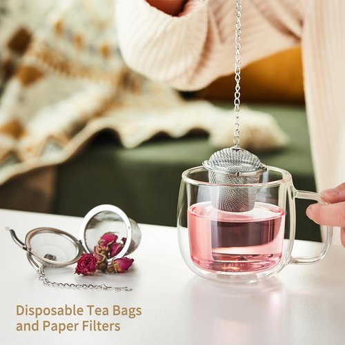 DOPUDO Tea Strainers for Loose Tea, 3pcs Extra Fine Mesh Tea Infuser, 304 Stainless Steel, Loose Leaf Tea Steeper for Black Tea