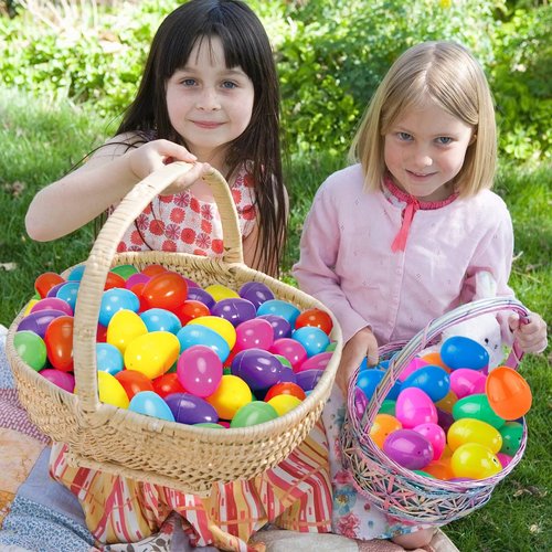 CAMIRUS 200pcs Easter Eggs Bulk, 2.4" Fillable Easter Eggs Plastic Easter Eggs Bright Colorful Empty Easter Eggs for Easter Theme Party Favor, Easter Basket Stuffers, Easter Egg Hunt
