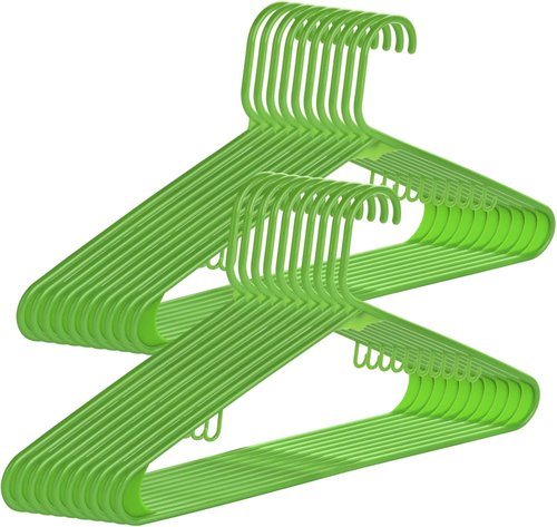 Durable Plastic Hangers 20 Pack - Non-Slip Slim Space Saving Design for Jackets, Suits, Coats | Green