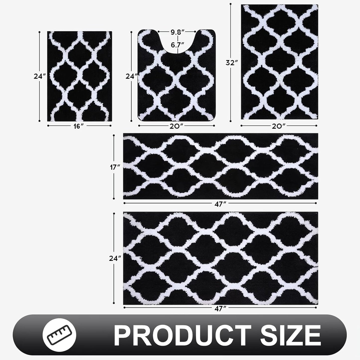 OLANLY Bathroom Rugs - Soft, Absorbent Microfiber Bath Mats | Non-Slip, Machine Washable, 30x20, Black