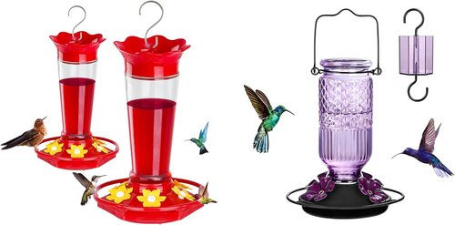 FEED GARDEN Hummingbird Feeders Bundle - Durable Glass & Plastic Design for Outdoor Use