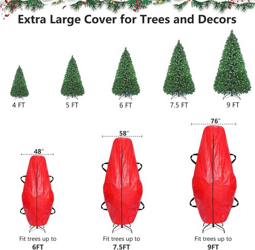 BALEINE Christmas Tree Storage Bag - 7.5 ft Tear-Resistant PE Material with 4 Reinforced Handles | Grey